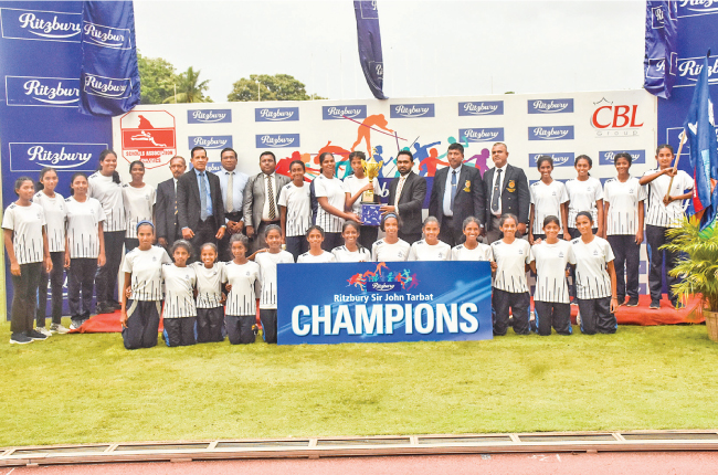 Girls’ overall champion Ave Maria Convent Negombo team with officials